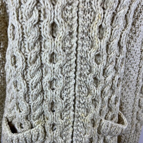 Vintage Andion Women's Cream Wool Knit Sweater Cardigan Open Front Pockets Sz L - Picture 6 of 9